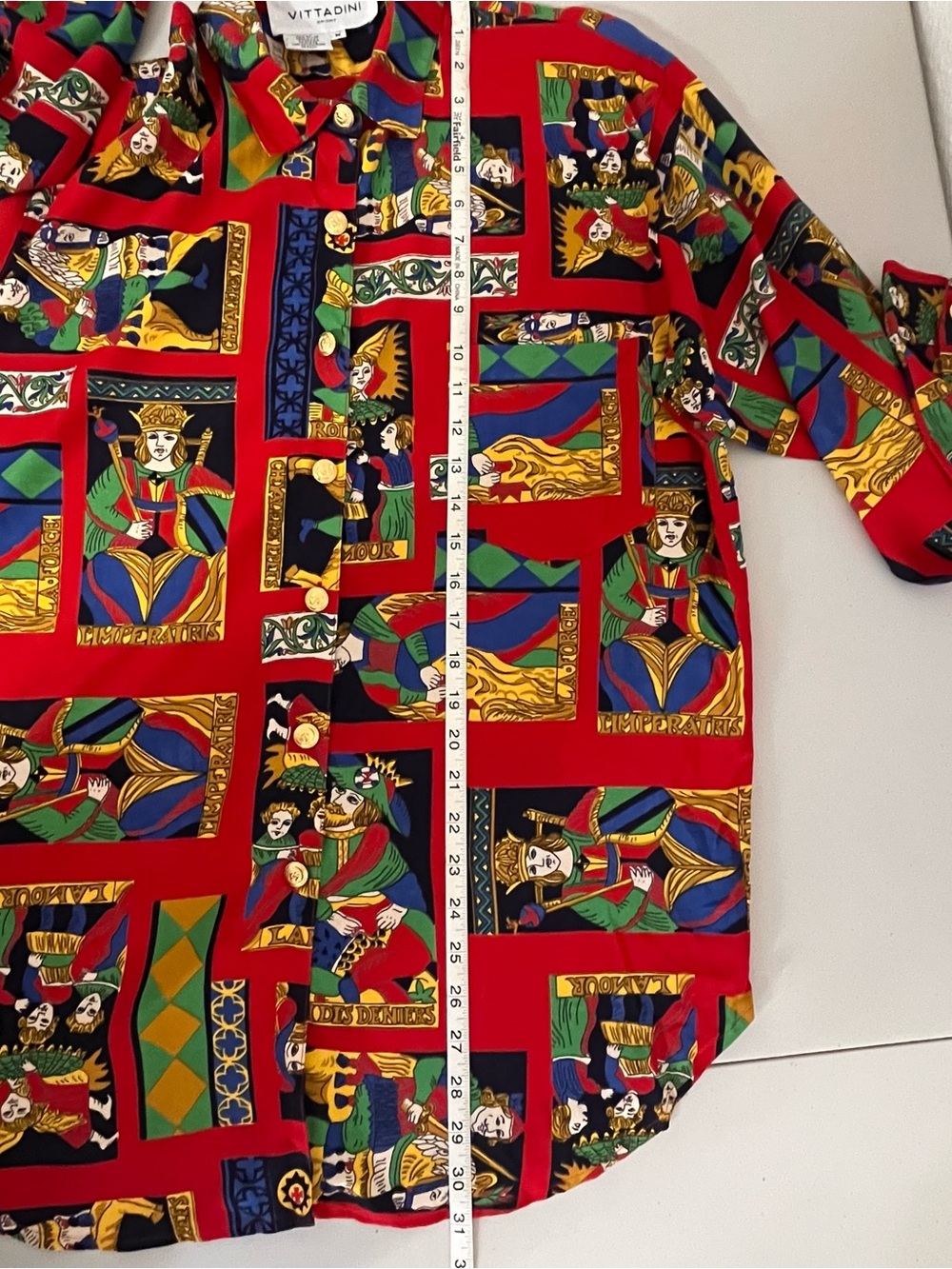 Vintage Vittadini Sport Tarot Button Down Shirt Long Sleeve Maximalist Sz M Bold - Picture 10 of 11